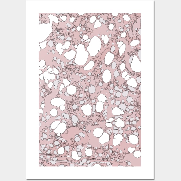 Pastel Pink White Black Bubble Paint Spilled Ink Mess Effect Wall Art by fivemmPaper